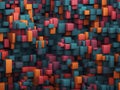 Rainbow of colorful blocks abstract background - 3d render Royalty Free Stock Photo