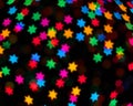 Rainbow colorful blur christmas lights background.abstract Lights unfocused blur light dots black Royalty Free Stock Photo