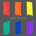Rainbow colorful marker strokes set Royalty Free Stock Photo