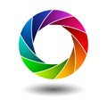 Colorful isolated vector shutter aperture logo Royalty Free Stock Photo