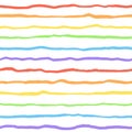 Rainbow colors crooked doodle stripes seamless pattern