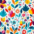Rainbow Colors Flowers Seamless Pattern Royalty Free Stock Photo
