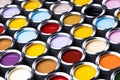 Rainbow colors, Group of tin metal cans Royalty Free Stock Photo