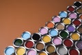 Rainbow colors, Group of tin metal cans Royalty Free Stock Photo