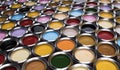 Rainbow colors, Group of tin metal cans Royalty Free Stock Photo