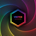 Rainbow colors Halftone dotted vortex hexagon background. Abstract colorful vector illustration Royalty Free Stock Photo