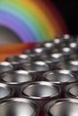 Rainbow colors, Open cans of paint Royalty Free Stock Photo