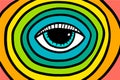 Rainbow colors psychedelic eye wallpaper in cartoon comic style Royalty Free Stock Photo