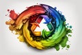 rainbow colors recycling logo illustration generative ai