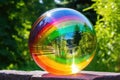 rainbow colors refracted through a fresnel lens