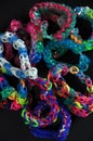 Rainbow colors rubber bands loom bracelets Royalty Free Stock Photo