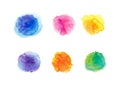 Rainbow colors watercolor paint stains vector backgrounds set Royalty Free Stock Photo