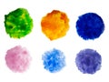 Rainbow colors watercolor paint stains vector backgrounds set Royalty Free Stock Photo