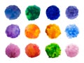 Rainbow colors watercolor paint stains vector backgrounds set Royalty Free Stock Photo