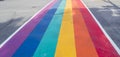 Rainbow coloured crosswalk for Pride Month on Church street in Toronto Royalty Free Stock Photo