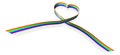 Rainbow coloured heart shape ribbon Royalty Free Stock Photo