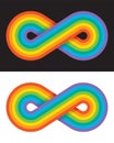 Rainbow coloured infinity symbol.