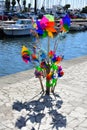 Rainbow Coloured Windmills, Viareggio Pier, Italy