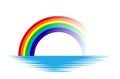 Rainbow colourful vector illustration on water in white background