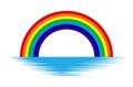 Rainbow colourful vector illustration on water in white background