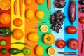 Rainbow composition with fresh vegetables and fruits Royalty Free Stock Photo