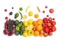 Rainbow composition with fresh vegetables and fruits