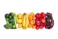 Rainbow composition with fresh vegetables and fruits Royalty Free Stock Photo