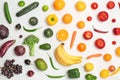 Rainbow composition with fresh vegetables and fruits Royalty Free Stock Photo