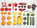 Rainbow composition with fresh vegetables and fruits Royalty Free Stock Photo