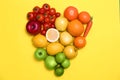 Rainbow composition with ripe fruits Royalty Free Stock Photo