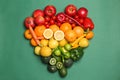 Rainbow composition with ripe fruits and vegetables Royalty Free Stock Photo