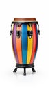 Rainbow conga drum isolated on a white background. Traditional percussion musical instrument of Afro-Cuban culture Royalty Free Stock Photo