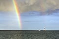 Rainbow and Conneaut Light Royalty Free Stock Photo
