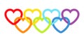 Rainbow connected hearts Royalty Free Stock Photo