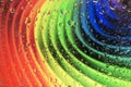 Rainbow consists of cardboard and raindrops on glass Royalty Free Stock Photo