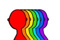 Rainbow contours heads hand drawn illustration minimalism