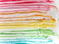 Rainbow crape cake in detail Royalty Free Stock Photo