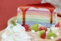 Rainbow crape cake Royalty Free Stock Photo