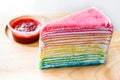 Rainbow crape cake. Royalty Free Stock Photo