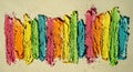 Rainbow creative background of lines drawn with multi-colored crayons