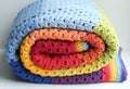 Rainbow crocheted blanket Royalty Free Stock Photo