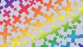 Rainbow crosses, colorful pattern. Abstract illustration, 3d render