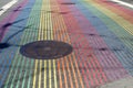 Rainbow Crosswalk at the Intersection of Castro streets in San Francisco, California United States of America - Castro District is Royalty Free Stock Photo