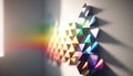 Rainbow crystal reflection. Colorful light shining. Geometric shapes, triangles. Background wallpaper. LGBT.