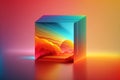 Rainbow cube neon pink color gradient square glass Royalty Free Stock Photo