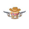 Rainbow Cupcake Cowboy Cartoon Concept Having Guns