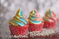 Rainbow cupcakes. Selective focus. Royalty Free Stock Photo