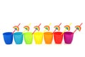 Rainbow Cups with Eco Paper Straws Abstract