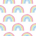 Rainbow cute seamless pattern on white background