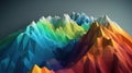 Rainbow 3d isometric mountains. Rainbow abstract mountains background. Cartoon landscape
